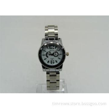 Stainless steel strap Metal Strap Watch with bezel and fake